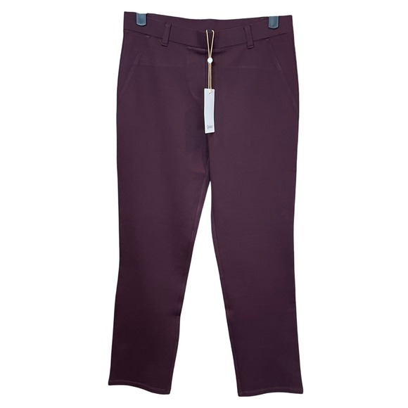 Quince Pants - NWT Quince Ultra Stretch Ponte Straight Leg Pants Burgundy Womens Size S